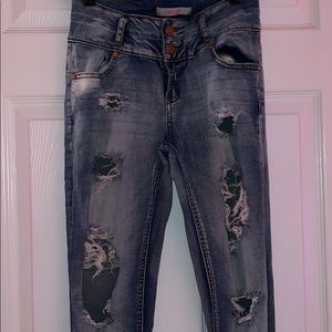 Skinny Distress Dark Blue Denim